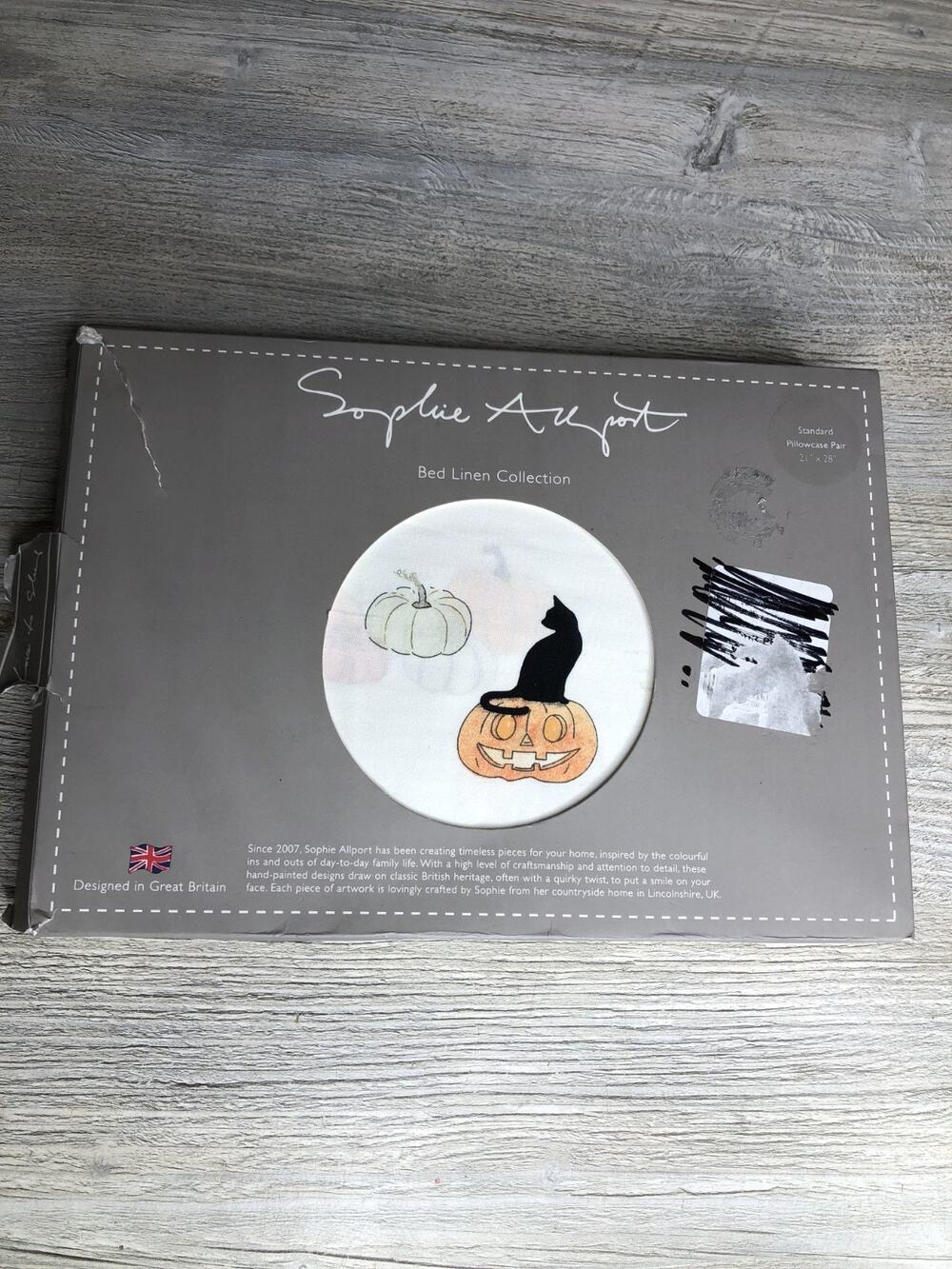 SOPHIE ALLPORT PUMPKIN CAT HALLOWEEN Fall 2 STANDARD 100% Cotton PILLOWCASES NEW